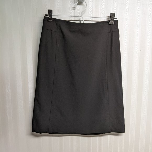 Banana Republic Skirt Women Size 2 Wool Blend Stretch Back Zip Knee Hi Black - Picture 4 of 6